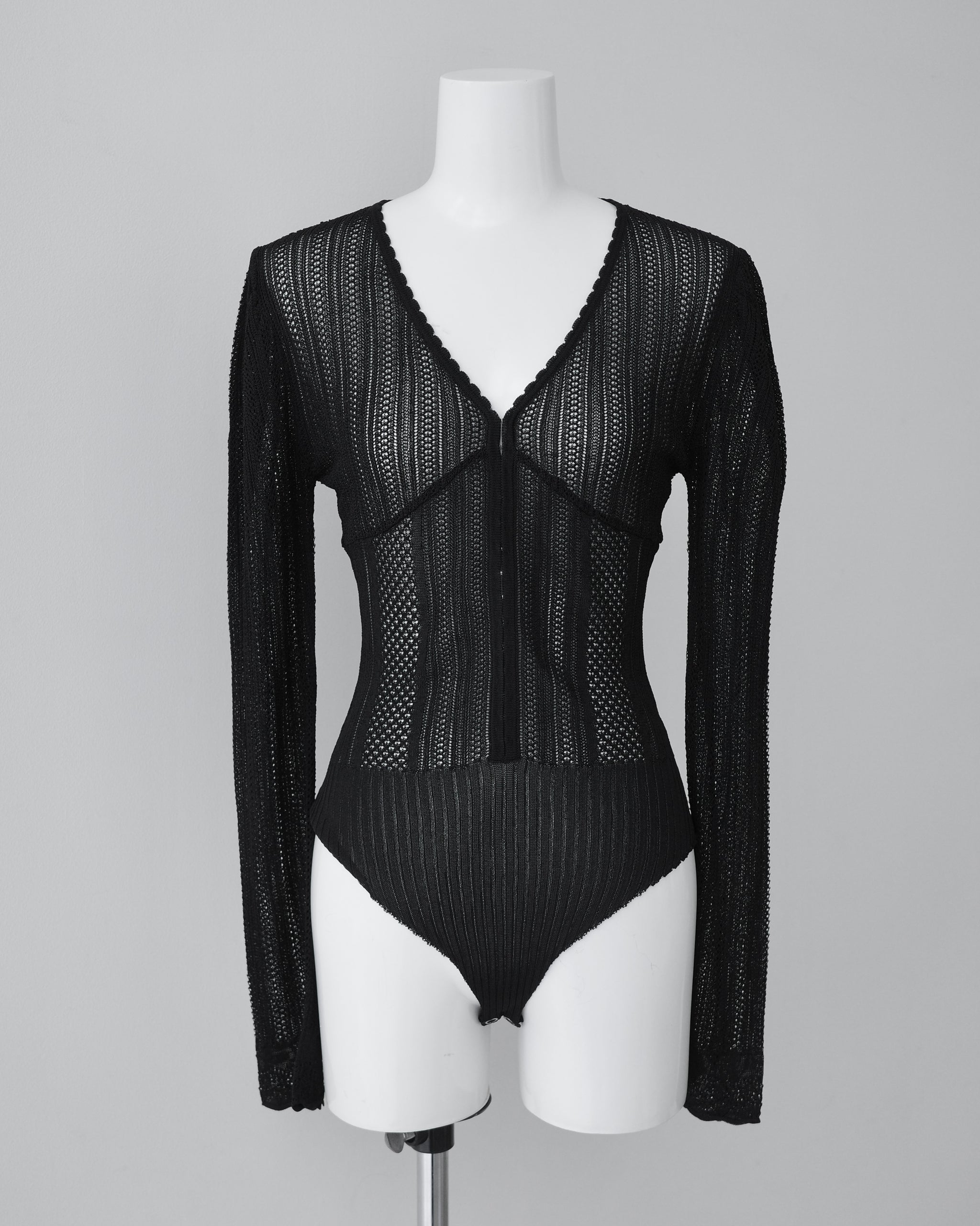 Long Sleeve Lace Bodysuit Black – emilyoda
