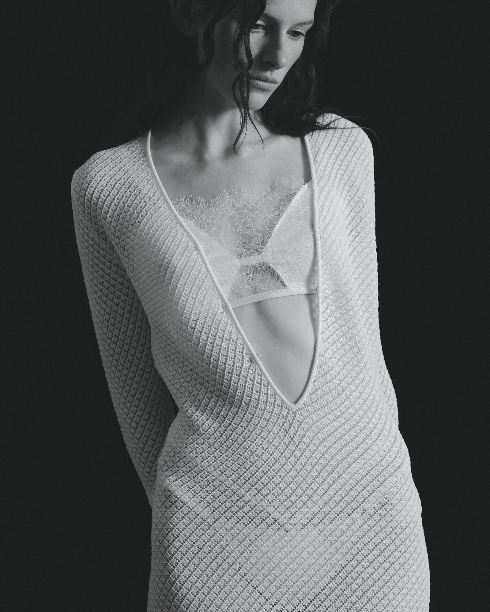 emilyoda Ripple Knit Bodysuit Off White Ribbed-knit bodysuit