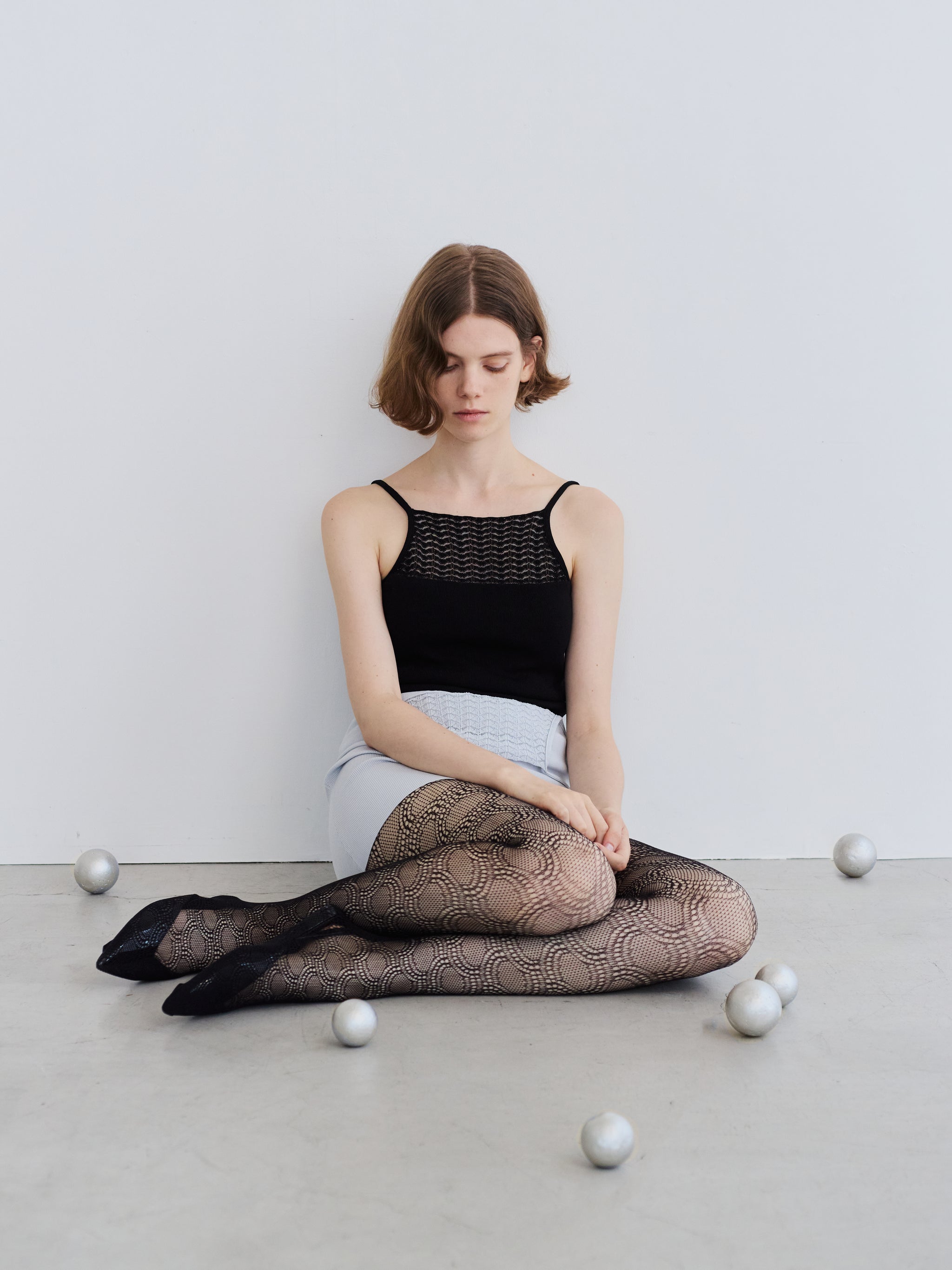 トップス emilyoda Ripple Knit Bodysuit Off White Ripple Knit