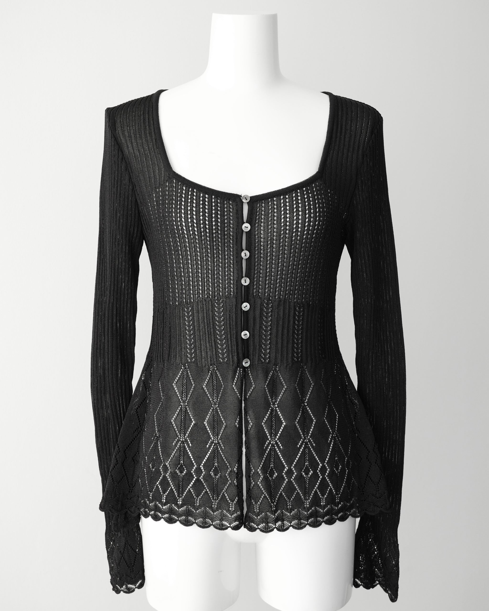 Lace Knit Cardigan Black